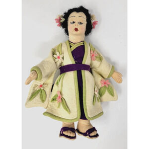 Vintage 8" Italian Lenci Style Mascotte Felt Doll in Kimono